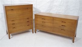 Lot 166 2pc MOUNT AIRY Walnut Bedroom Dressers. JANUS Col