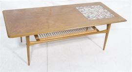 Lot 173 Danish Modern Teak Tile Top Coffee Table. Square