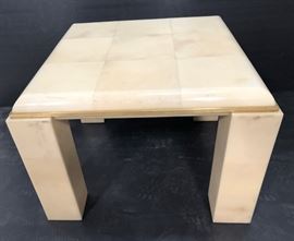 Lot 177 KARL SPRINGER style Square Goatskin Lacquer Coffe