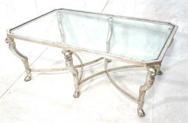 Lot 185 Silvered Leaf Metal Frame Glass Top Cocktail Tabl
