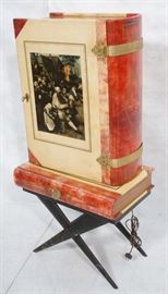 Lot 189 ALDO TURO Lacquered Goatskin Faux Book Bar Cabine