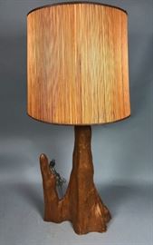 Lot 198 Mid Century Tall Cypress Root Table Lamp. 2 tall 