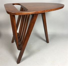 Lot 209 Modern Guitar Pick Form Wood Magazine Rack Table.