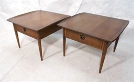 Lot 221 Pr Large American Modern Walnut End Tables. Squar