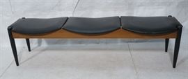 Lot 231 NORCO Walnut 3 Seater Modern Bench. Tapered eboni