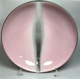 Lot 31 Pink Barbini Murano Bowl with clear striped cente