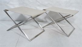 Lot 124 Pr POUL KJAERHOLM Stainless Folding Stool. X Bas