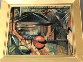 Lot 258 Modern Impressionist Oil Painting. Architectural 