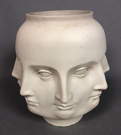 Lot 273 Fornasetti style Multiple Face Vase. White. Marke