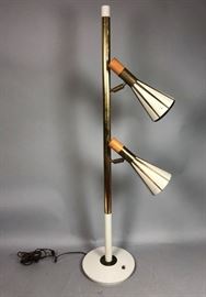 Lot 278 Mid Century Brass Column 2 Shade Table Lamp. Tall