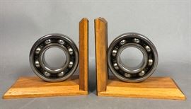Lot 281 Pr Industrial Ball Bearing Book Ends. Heavy metal