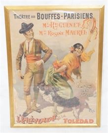 Lot 290 Lg Vintage French Theater Poster 