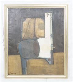 Lot 292 Large JIMMY LEUDERS Modernist Oil Painting. Figur