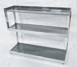 Lot 314 70s Modern Chrome Smoked Glass Console display S