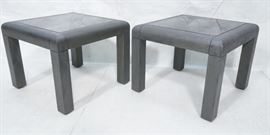 Lot 319 Pr KARL SPRINGER Attributed Square Side Tables. M
