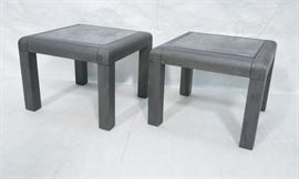 Lot 320 Pr KARL SPRINGER Attributed Square Side Tables. M