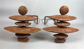 Lot 322 Pr Modernist Giacometti Style Andiron Fire Dogs. 