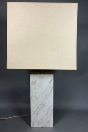 Lot 327 Tall HANSEN Rectangular Column White Marble Tabl