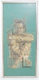 Lot 333 BOBST Modernist Figural Oil Painting. Seated man 