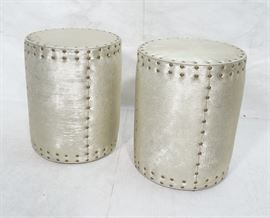 Lot 335 Tall Cylinder Metallic Fabric Stools Ottomans Ben
