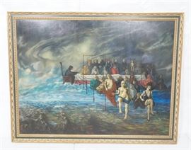 Lot 338 THOMAS N. TONER Oversize Surreal Oil Painting. Ma