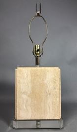 Lot 347 Modern Travertine Marble Rectangular Table Lamp. 