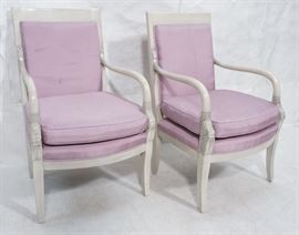 Lot 368 French Style Carved Dolphin Bergere Arm Chairs. S
