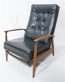 Lot 374 Black Vinyl Tall Back Recliner Lounge Chair. Baug