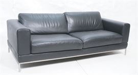 Lot 377 NATUZZI Black Pebble Leather Modernist Sofa Couch
