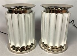 Lot 394 Pr FLOS Modernist Fluted Column Metal Table Lamps