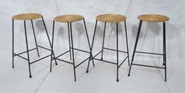 Lot 403 4 Modernist UMANOFF Style Woven Rattan Bar Stools