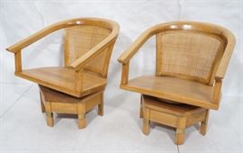 Lot 404 Pr Asian Style Swivel Lounge Chairs. Barrel back 