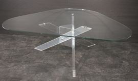 Lot 421 Hollis Jones style Lucite Base Cocktail Table. Th