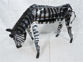 Lot 431 OSCAR PUMPIN Large Metal Figural Zebra Sculpture.