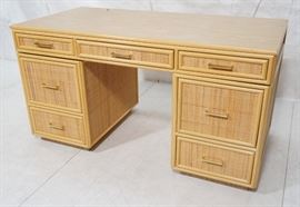 Lot 433 Bamboo Woven Rattan Modern Desk. Wood grain lamin