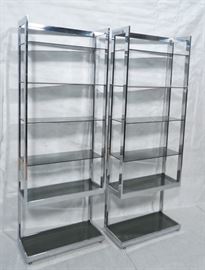 Lot 434 Pr Modernist Chrome Etagere Display Units. Tall u