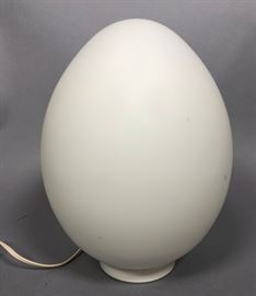 Lot 437 LAUREL Egg Form Milk Glass Table Lamp. White enam