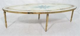 Lot 439 Decorator Oval Brass Glass Cocktail Table. Gold f