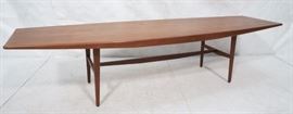 Lot 441 Danish Modern Teak Bowed Sides Coffee Table. Tape