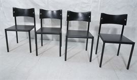 Lot 443 4 Black Leather Dining Chairs. Black leather seat
