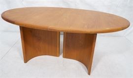 Lot 445 Danish Modern Teak Oval Dining Table Banded Trim.