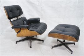 Lot 446 2pc HERMAN MILLER EAMES Lounge Chair Ottoman. Bl
