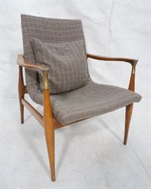 Lot 450 Mid Century Modern Lounge Chair. Stylized arms  