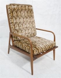 Lot 454 Tall Back Modernist Lounge Chair. Wood frame with