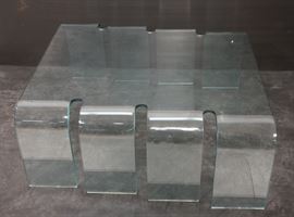 Lot 455 FIAM Italian Slump Molded Glass Cocktail Table. .
