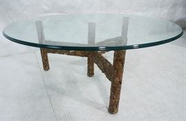 Lot 460 Brutalist Welded Torched Metal Coffee Table. Roun
