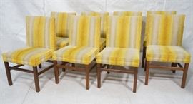 Lot 461 8 Walnut Dining Chairs Ombre Yellow Striped Uphol