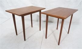 Lot 463 Pr American Modern Walnut Side Tables. Tapered Le