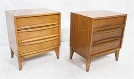 Lot 466 Pr American Modern Walnut Night Stands 3 drawers 