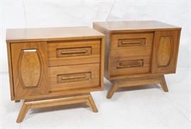 Lot 467 Pr American Modern Walnut Night Stands. Side Tabl
